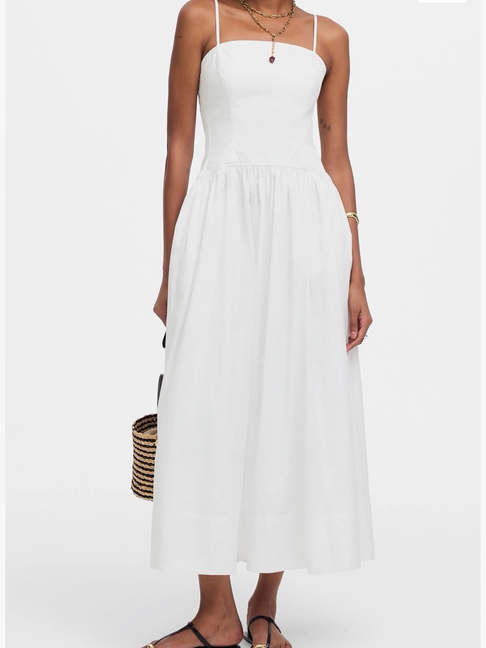 Women’s White Spaghetti Strap Midi Dress